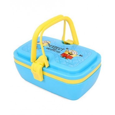 Minions Blue Lunch Box With Handle Yellow