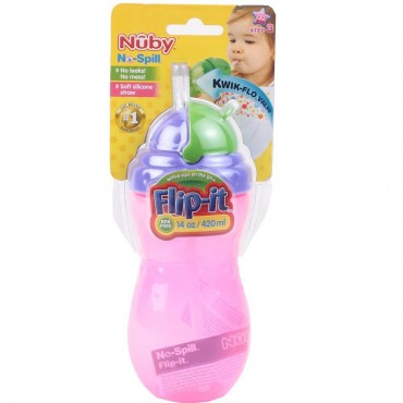 Nuby 420ml Flip it Thin Straw Bottle